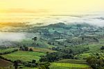 Beautiful Scenary Valley Of Mountain At Sun Rising Giving A Beau Stock Photo