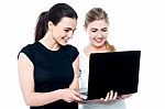 Beautiful Teen Girls Browsing Internet Stock Photo