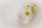 Beautiful White Mable Table With Flower Stock Photo