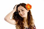 Beautiful Woman Holding Her Hair Stock Photo