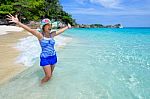 Beautiful Woman On Beach In Thailand Stock Photo