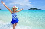 Beautiful Woman On Beach In Thailand Stock Photo