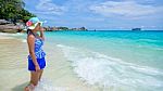 Beautiful Woman On Beach In Thailand Stock Photo