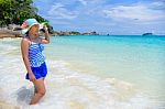 Beautiful Woman On Beach In Thailand Stock Photo