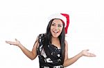 Beautiful Young Happy Christmas Woman Over White Stock Photo