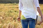 Beautiful Young Woman Enjoying Summer In A Field Stock Photo