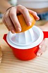 Beautiful Young Woman Preparing Breakfast At Home Stock Photo