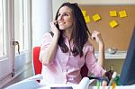 Beautiful Young Woman Working In Her Office Stock Photo