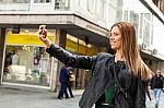 Beauty Teenager Taking A Selfie Stock Photo