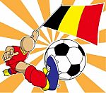 Belgium Soccer Player  Cartoon Stock Photo