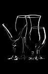 Beverage Glassware On Black Background Stock Photo