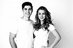 Black And White Shot Of Young Couple Stock Photo