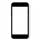 Black Flat Phone White Screen,  Drawing Modern Smart Phone Design Stock Photo
