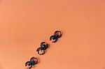 Black Spiders On The Orange Background Stock Photo