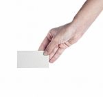 Blank Business Card In A Female Hand. Concept Stock Photo