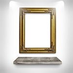 Blank Frame In The Gallery Stock Photo