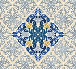 Blue Art Floral Pattern Stock Photo