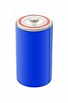 Blue Battery On White Background Stock Photo