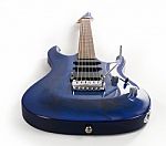 Blue Electric Guitar Stock Photo