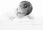 Blue Eyes Baby Boy On White Towels Stock Photo