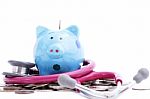 Blue Piggy Bank Stock Photo