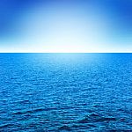 Blue Sea And Sky With Sunlight Stock Photo