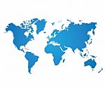 Blue World Map On White Background Stock Photo