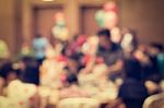 Blurred People In The Banquet Room Stock Photo