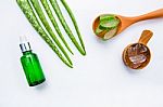 Bottle Of Products For Spa Or Skin Care Cosmetic Aloe Vera Gel A Stock Photo