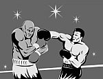 Boxer Connecting Knockout Punch Stock Photo