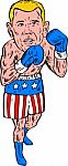 Boxer Pose Usa Flag Etching Stock Photo