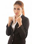 Boxing Business Woman Stock Photo