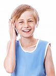 Boy Calling Phone Stock Photo