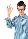 Boy Gesturing okay Sign Stock Photo