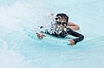 Boy Play In Clear Water Stock Photo