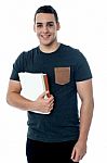 Boy Ready To Attend Class Stock Photo