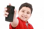 Boy Showing His New Cell Phone Stock Photo