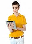 Boy Using Tablet Pc  Stock Photo