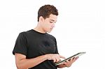 Boy With Tablet Pc Stock Photo