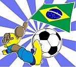 Brazil Soccer Player  Cartoon Stock Photo