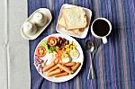 Breakfast Set  On Table Stock Photo