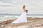 Bride At Snapper Rock Beach In New South Wales Stock Photo