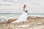 Bride At Snapper Rock Beach In New South Wales Stock Photo