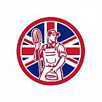 British Professional Cleaner Union Jack Flag Icon Stock Photo