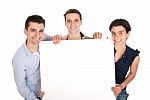 Brother And Sisters Holding Banner Stock Photo