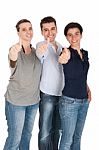 Brother And Sisters Showing Thumbs Up Stock Photo