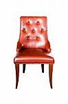 Brown Leather Chair Isolated On White With Clipping Path Stock Photo