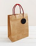 Brown Paper Shopping Bag Stock Photo