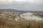 Budapest With Chain Bridge And Parliament Stock Photo