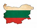 Bulgaria Map On Bulgaria Flag Drawing ,grunge And Retro Flag Ser Stock Photo